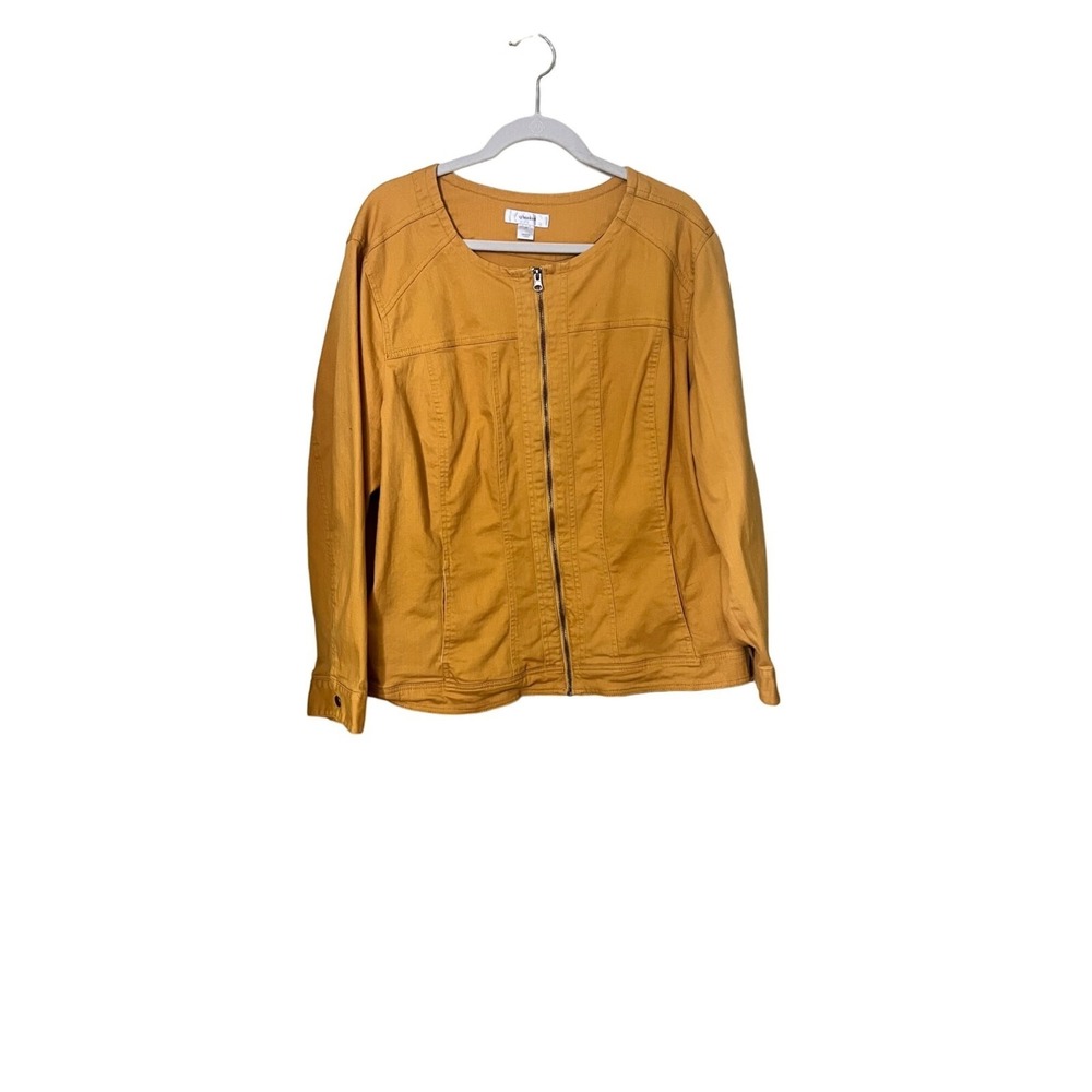 CJ Banks Yellow Zip-Up Jacket For Women Size 3x plus size